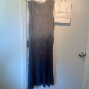 Charcoal ombre  long open vest layering sweater duster unique knit open NWOT